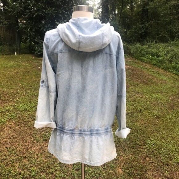 Minkpink Know You Anorak Jacket Size XS Acid Wash Drawstring Zip Hooded - Picture 6 of 10